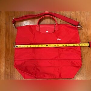 LONGCHAMP Horse Logo Nylon Large Tote Bag Women Red